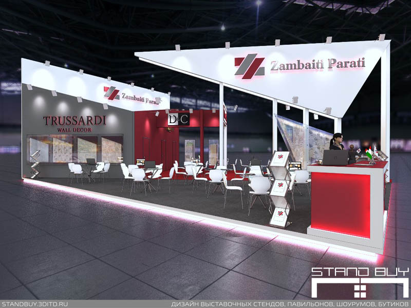 Проект выставочного стенда компании Zambaiti Parati. Архитектор - Павел Сапов.