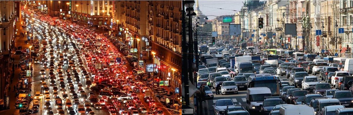 Пробки Москвы и Питера