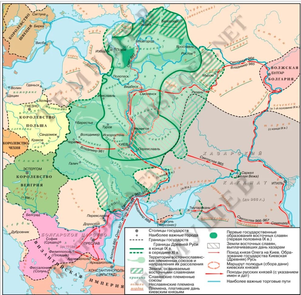Походы 10 века карта