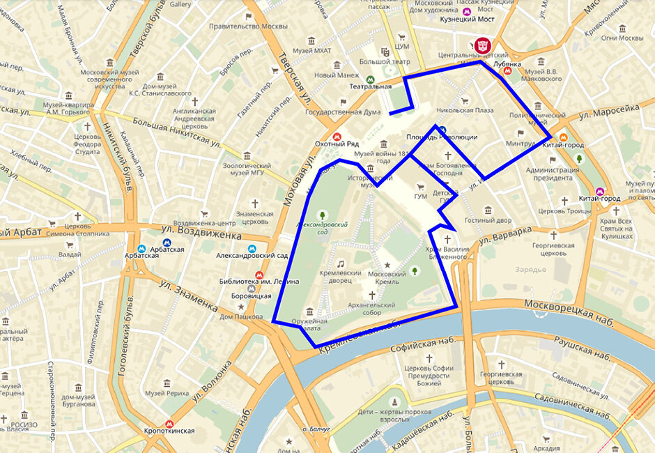 Пеший маршрут по центру Москвы
