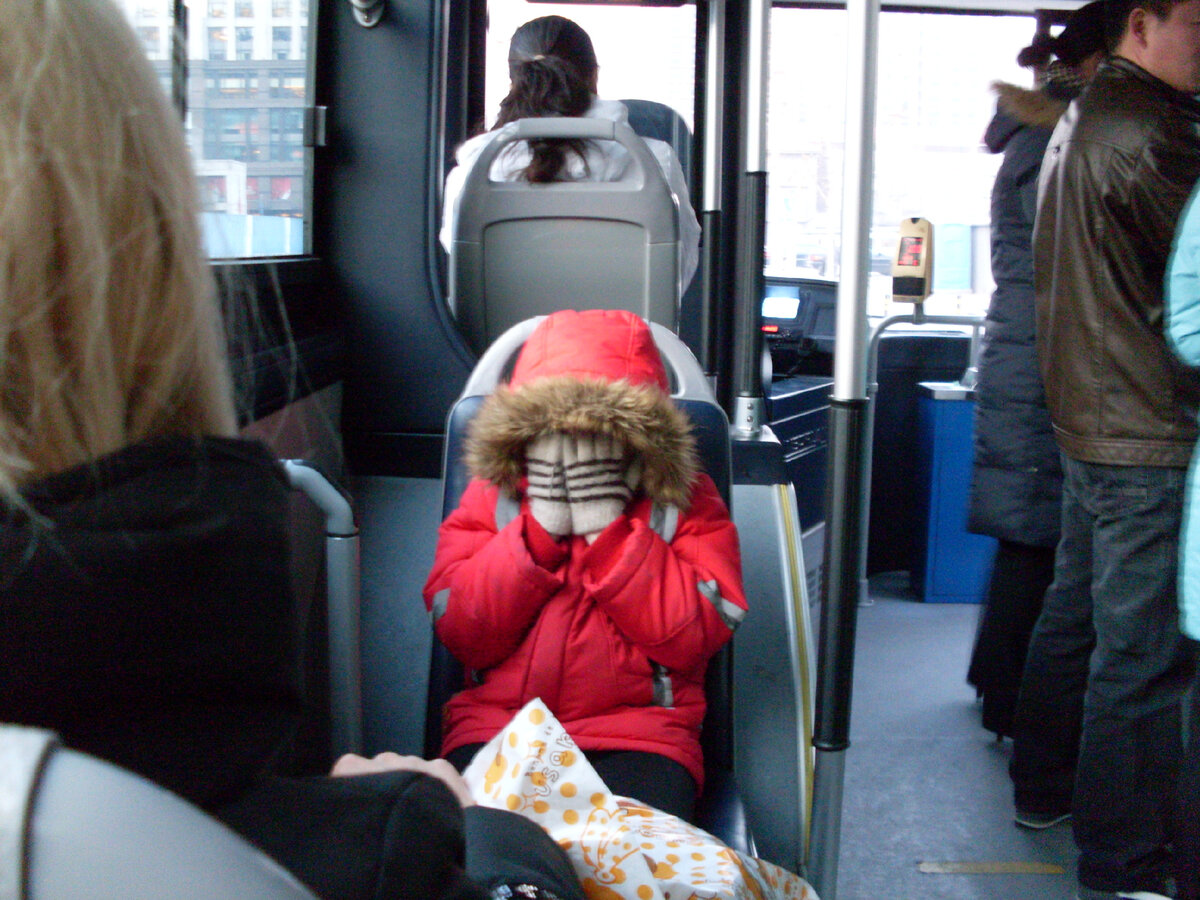 В пекинском троллейбусе, 2009 год.