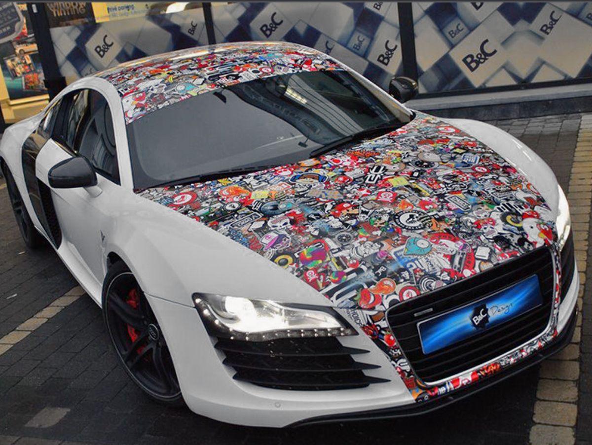 Jdm jewels car pack. Стикербомбинг JDM. Пленка на авто. Винилы на авто. Машина обклеенная стикерами.