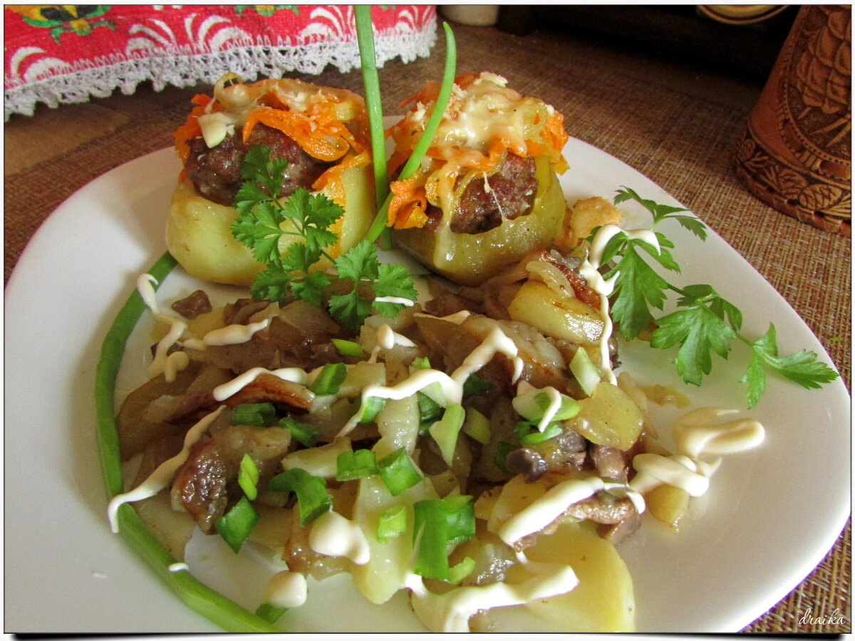 Картофельные лодочки с мясным фаршем