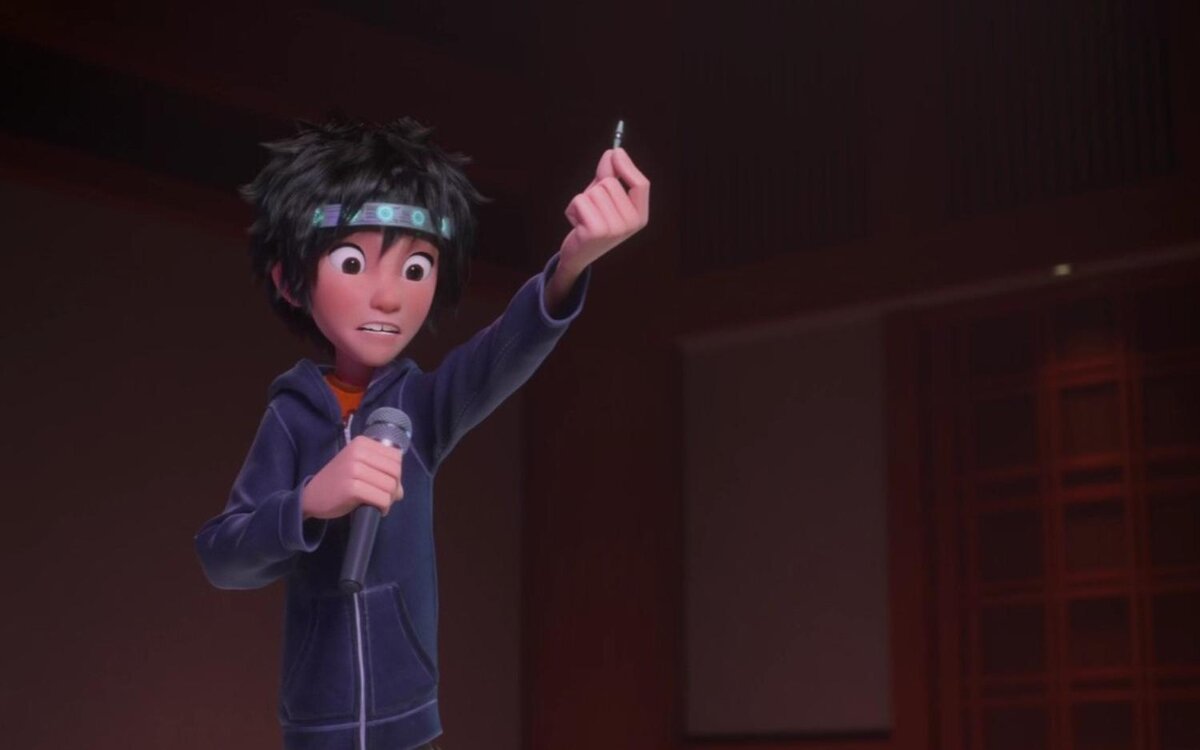    Персонаж мультфильма «Город героев» Хиро Хамада демонстрирует на конкурсе изобретателей свою разработку — микроботов, которыми он управляет с помощью нейроинтерфейса.Disney / YouTube