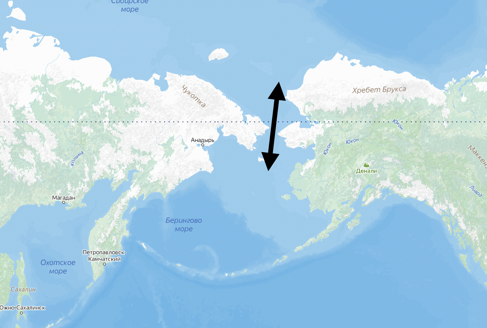 Берингов пролив на карте евразии