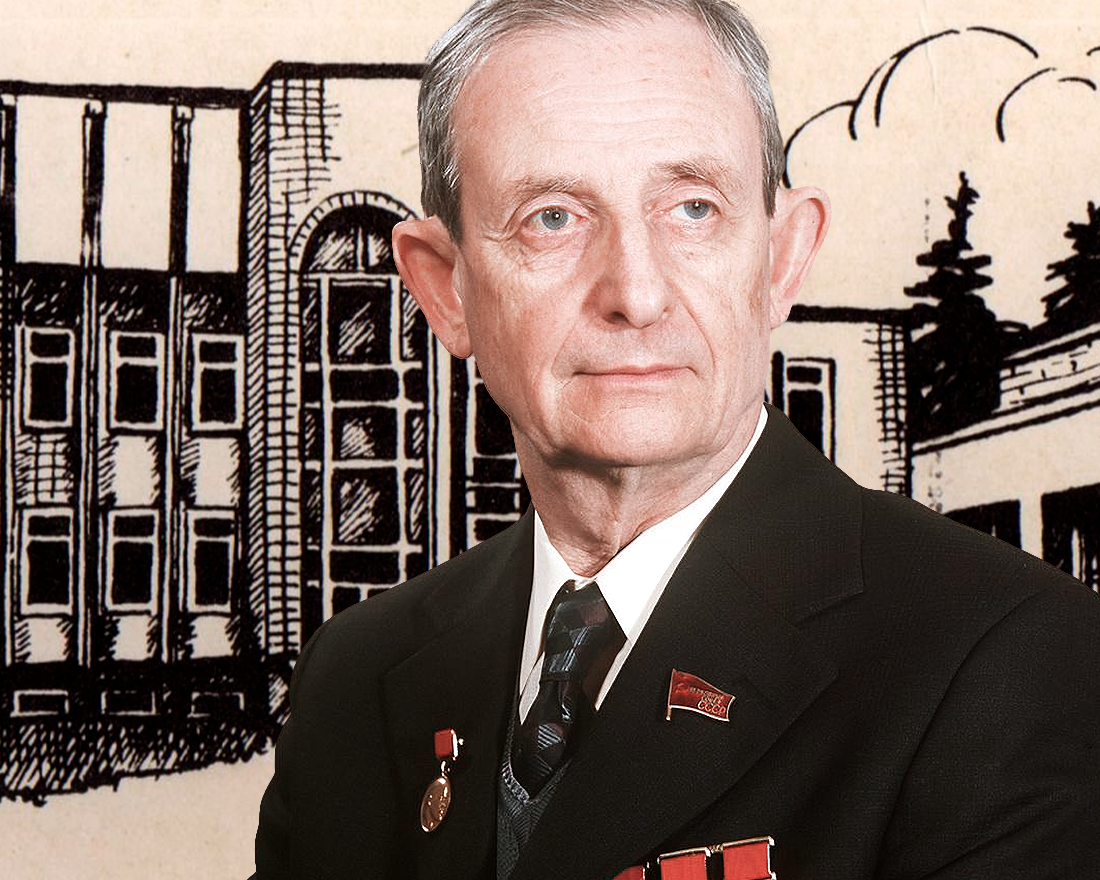 1. Юлий Борисович Харитон — отечественный физико-химик, один из основоположников ядерной физики и атомной промышленности в СССР. Главный конструктор атомной бомбы. На фоне — Дом Учёных ВНИИЭФ 