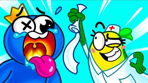 WHAT IF AVOCADO BECOMES A DOCTOR?! || Blue Is Sick! He Has Sore Throat || Mini vs Giant