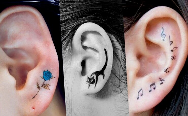 Татуировка за ухом женская: красота и болезнь