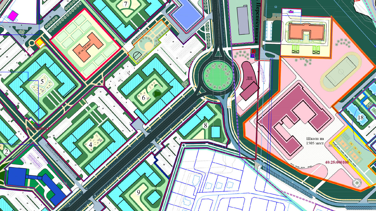 Слева ОСТРОВА, справа — участок под школу. Это фрагмент нормативного документа, проекта планировки, не просто красивая картинка