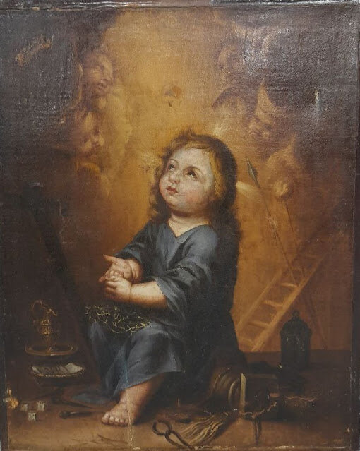 Вальдес Леаль, Хуан де, круг
Иисус с атрибутами Страстей Христовых
Испания, XVII век
Холст, масло. 55×43 см
БСИИ ASG, инв. № 04-1808