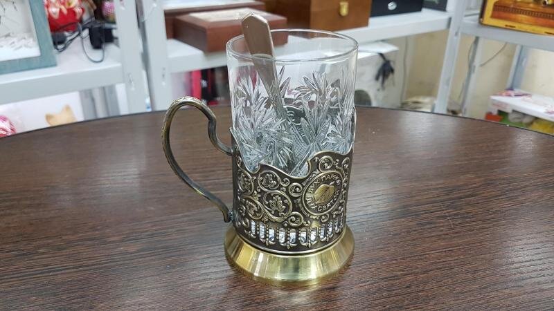 Подстаканник латунный "Банный" 10*11*9 см