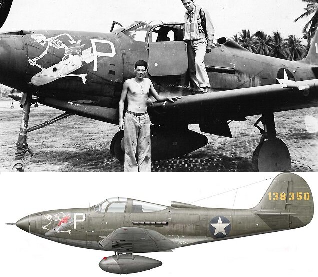 Первая по настоящему серийная модификация "Кобры" – Bell P-39D. "Аэрокобра" на самом деле была "консервативным", плохо модернизируемым самолетом. Разница между первыми P-39D и последними серийными P-39Q по ЛТХ была не на столько велика, как например у наших Яков или  Bf-109. Да, исправляли технические и тактические "косяки", но серьезного прироста ЛТХ не было. Здесь P-39D-1 c 20-мм пушкой 35-ой эскадрильи, 8-ой истребительной группы.  Новая Гвинея. Октябрь 42-го.  Пилот: лейтенант И. Эриксен (Lt. I.A. Erickson).