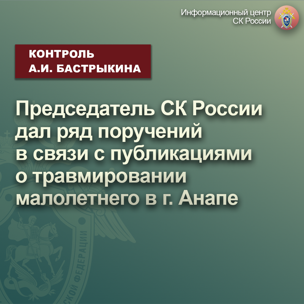 Председатель СК России дал ряд поручений в связи с публикациями о  травмировании малолетнего в г. Анапе | Информационный центр СК России | Дзен