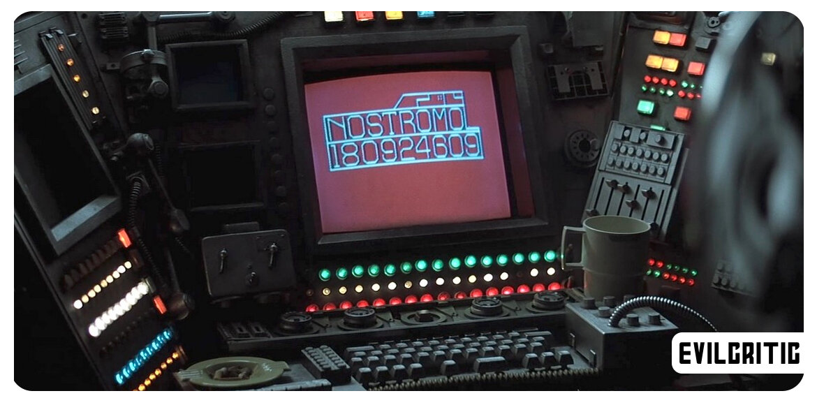 Одно из бортовых рабочих мест в рубке управления корабля "Ностромо". Кадр из фильма "Чужой" 1979