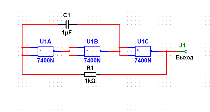 Рис 2 генератор на трех логических элементах