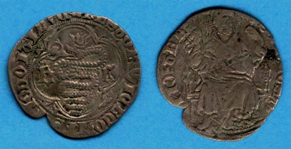 Монета, отчеканенная в Монце при Эсторре Висконти (на ней изображен герб дома Висконти с 1395 года.