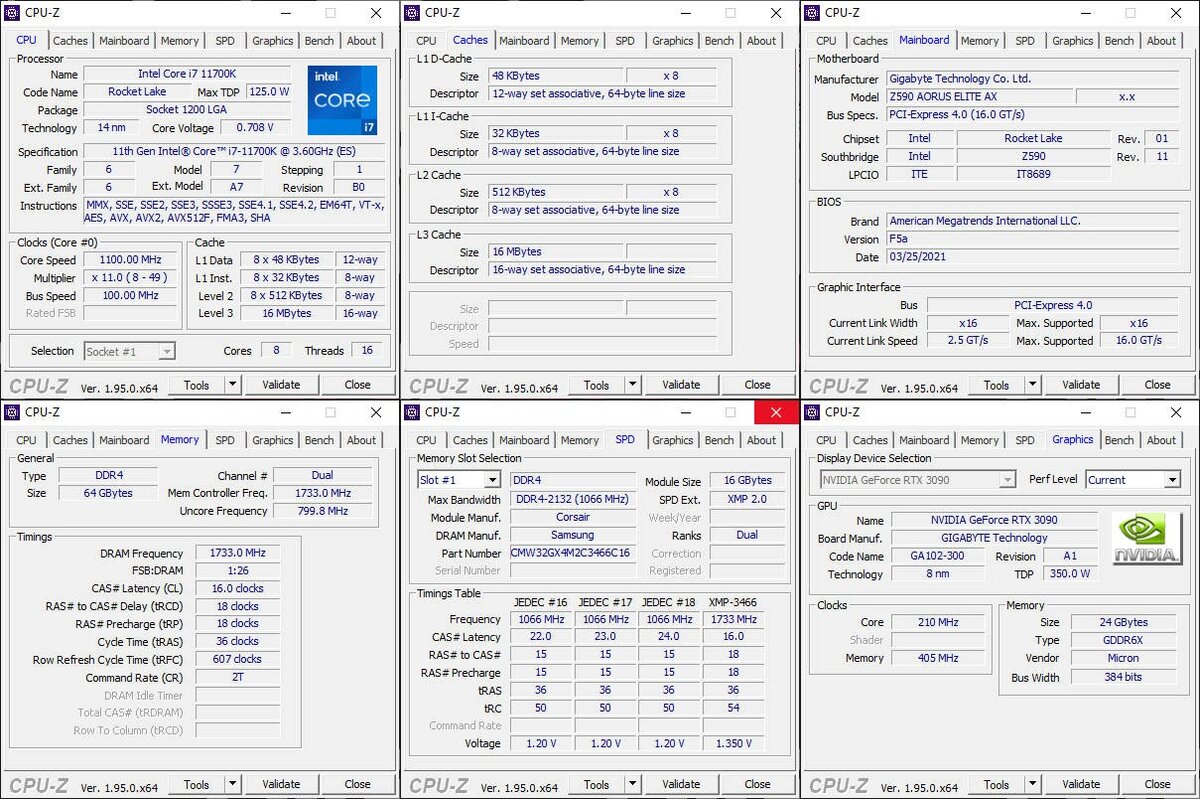 Рис. 1. Информация о процессоре Intel Core i7-11700K в утилите CPU-Z 