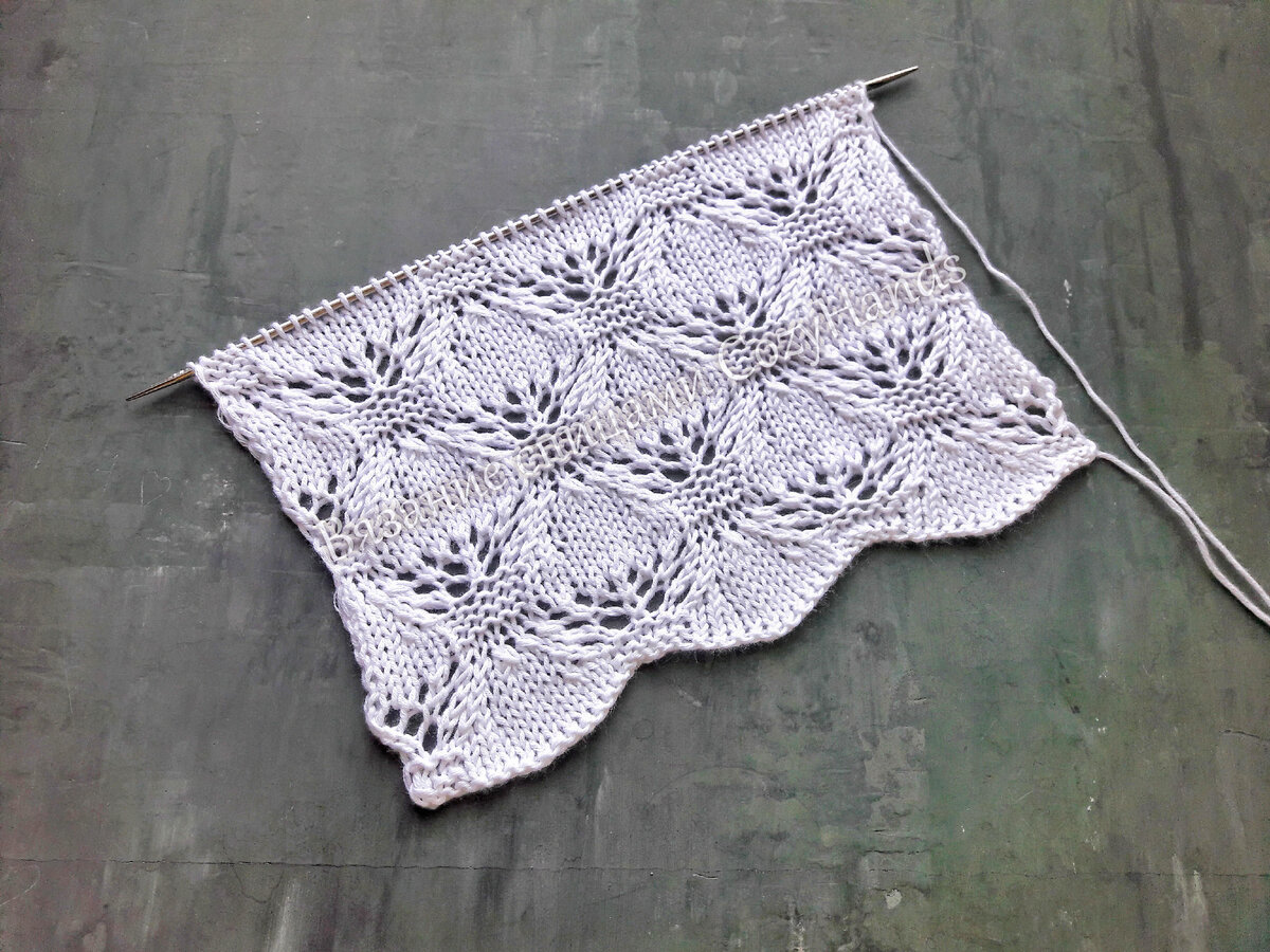 Красивый ажурный узор спицами Лотосы (артишоки) для вязания палантина, джемпера, летнего топа