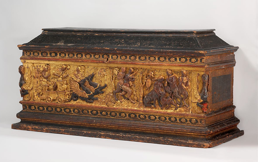 Сундук из Метрополитен музея. Выполнен в 1480-95 гг. в Италии из древесины тополя. https://www.metmuseum.org/art/collection/search/193335