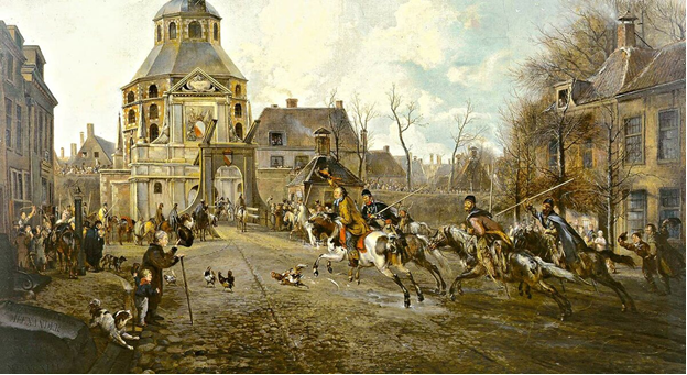 Фото с картины «Казаки, входящие в Утрехт в 1813 г.» художника Питера ван Оса,  Центральный музей г. Утрехта
