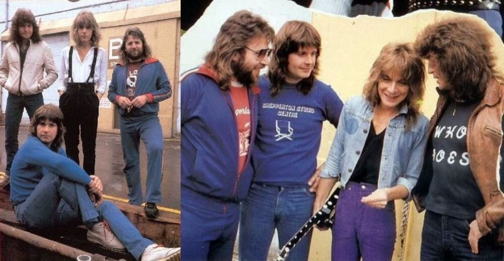 Группа "Blizzard of Ozz" в 1980 году. Слева направо на большом фото справа: Ли Керслейк, Оззи Осборн, Рэнди Роадс и Боб Дэйсли