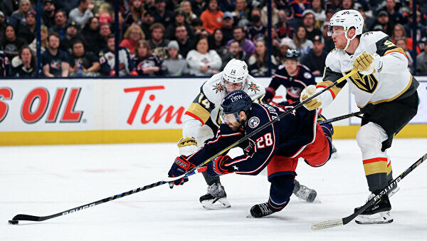    Игровой момент матча НХЛ "Коламбус Блю Джекетс" - "Вегас Голден Найтс"© REUTERS / Aaron Doster