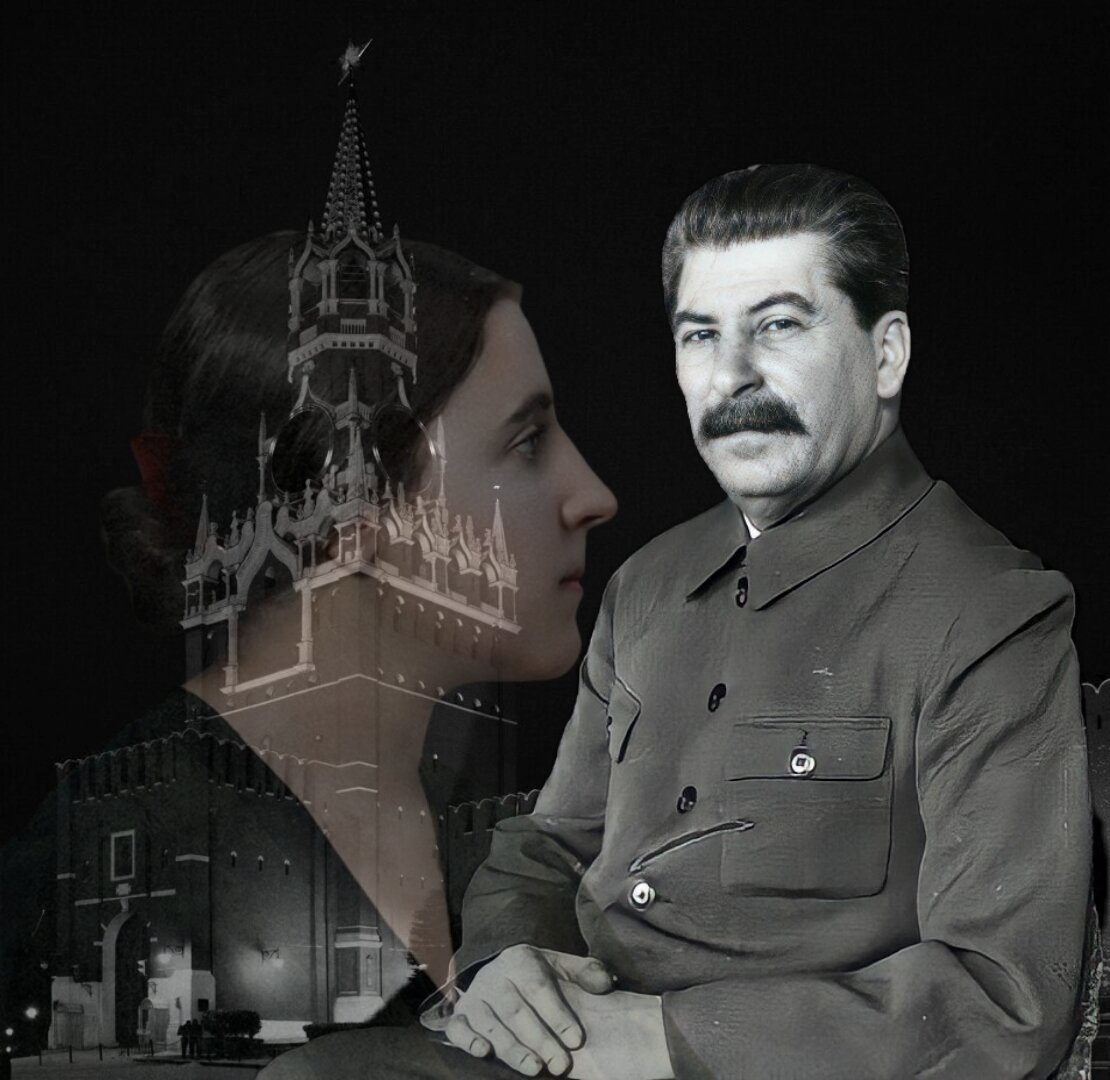 Иосиф Сталин и Надежда Аллилуева. Говорят,Сталин мучался смертью Нади до конца своих дней.Уже годами позже её смерти,он приезжал на Новодевичье кладбище,садился на скамейку, закуривал трубку и подолгу задумчиво сидел,смотря на могилу Надежды.