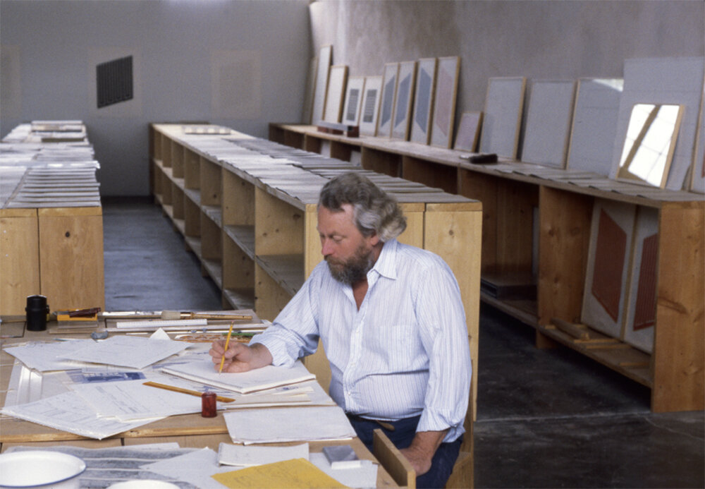 Donald Judd at La Mansana de Chinati/The Block, his residence in Marfa, Tex., in 1982. PHOTOS JAMIE DEARING. © JUDD FOUNDATION/ARTISTS RIGHTS SOCIETY (ARS), NEW YORK