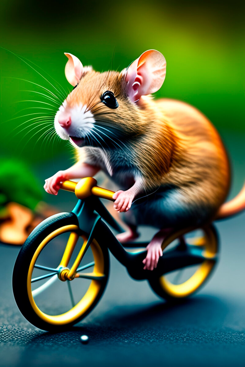 Мышь на велосипеде