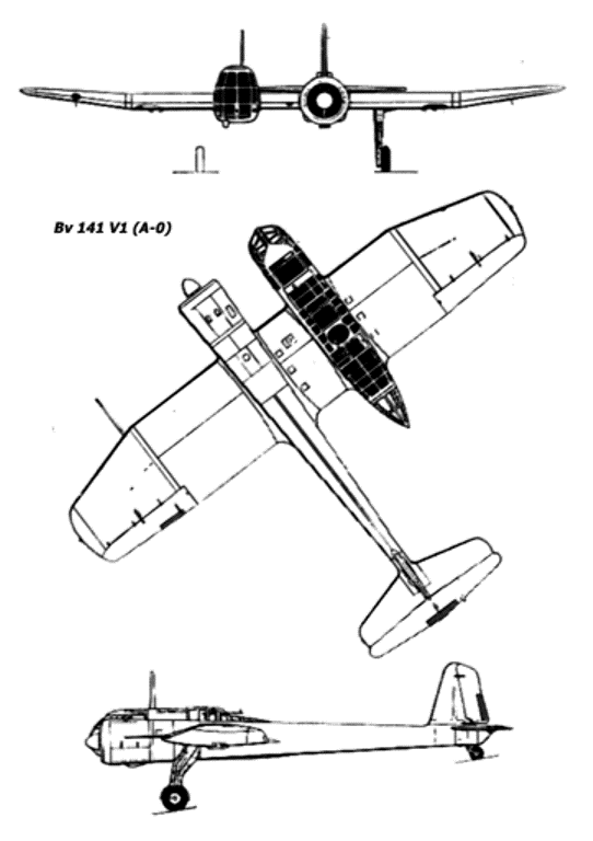 Схема ближнего  разведчика Блом унд Фосс BV-141V-1.