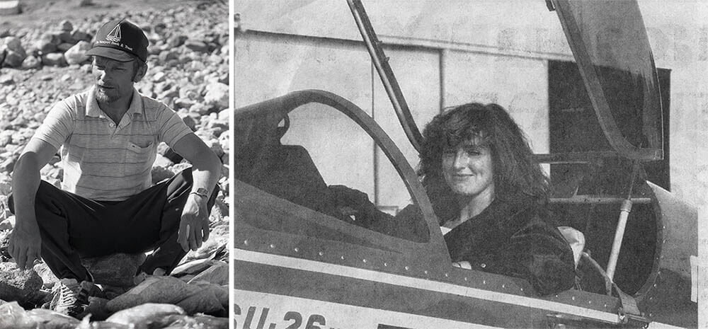 Первое фото: Владимир Балыбердин, первый советский альпинист, покоривший Эверест, погиб в автокатастрофе 22 июля 1994 года. Второе фото: Наталья Сергеева, абсолютная чемпионка мира по высшему пилотажу (1990, Швейцария), погибла 17 августа 1995 года на самолете Як-54 при подготовке к выступлению на авиасалоне МАКС-95. 