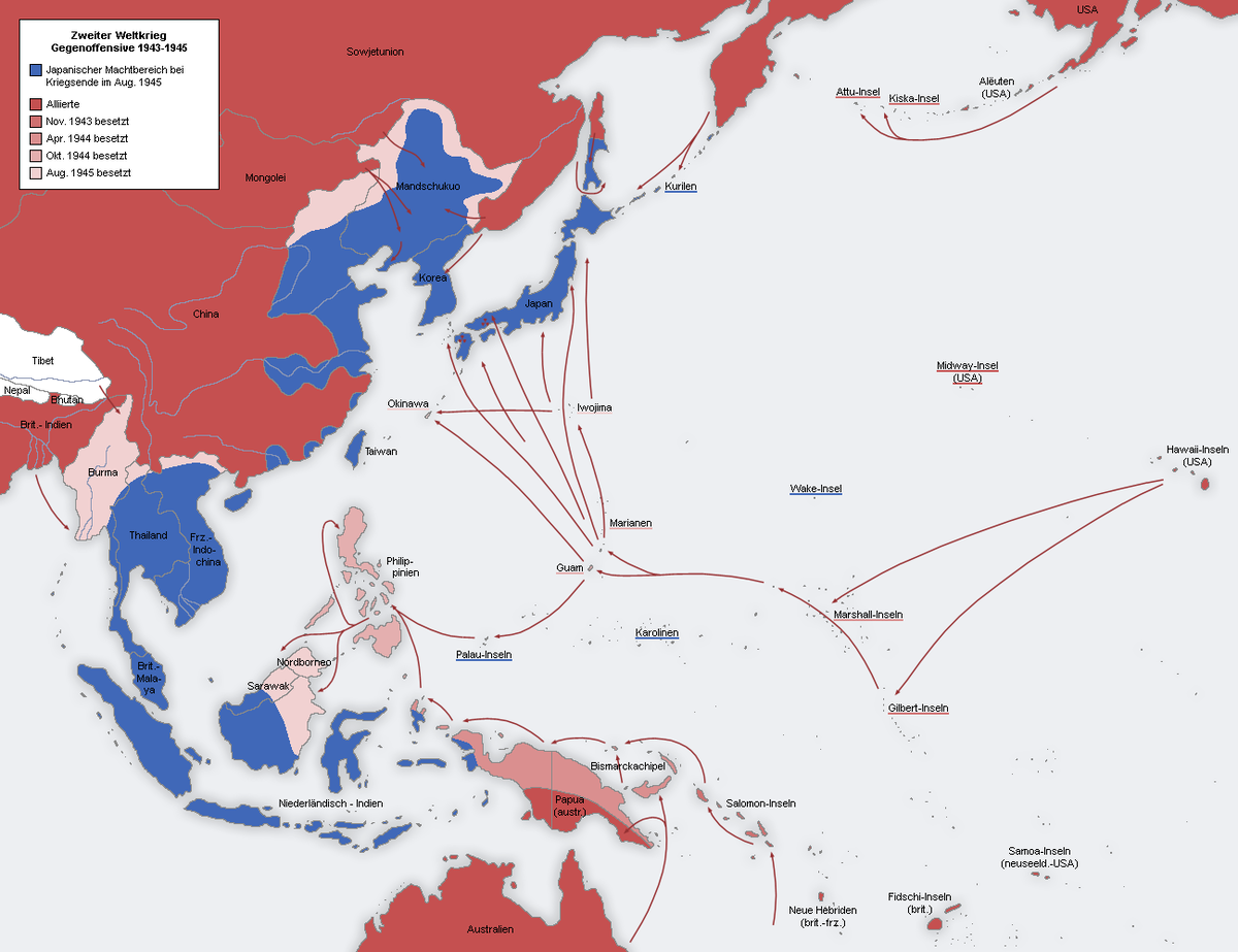 Война против японии 1945 карта