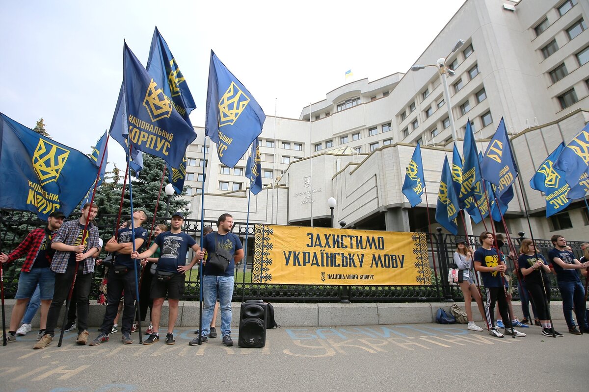     Участники митинга в поддержку языкового закона / РИА Новости