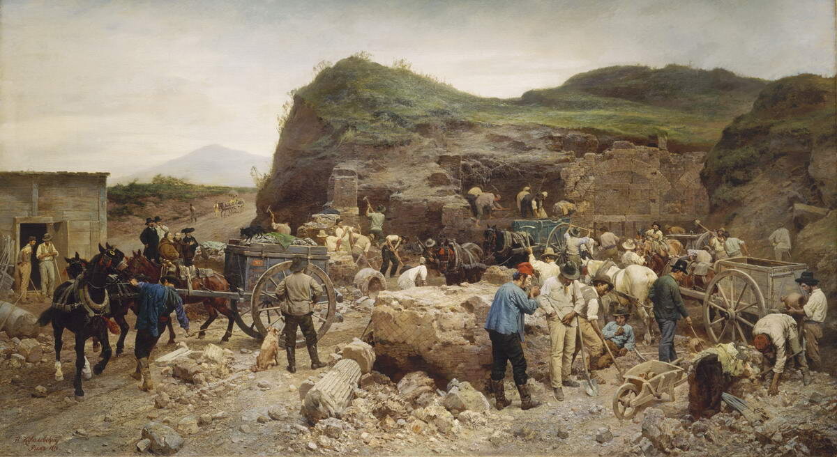 "Раскопки в Риме (Нивелировка окрестностей Рима для постройки новых кварталов)", П.О. Ковалевский, 1876. Русский музей, Санкт-Петербург.