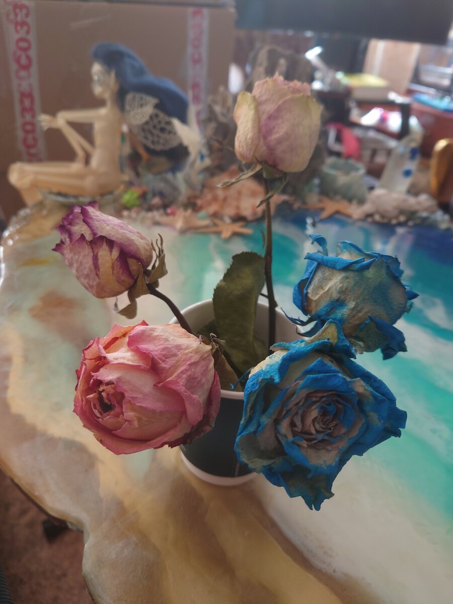 Цветы, сушеные мной в манке.