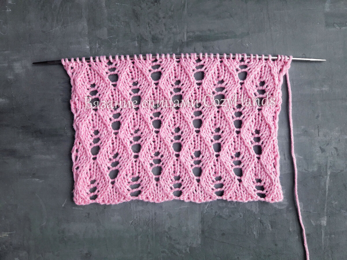 Красивый ажурный узор спицами для вязания летних топов, маек, кофточек, палантинов