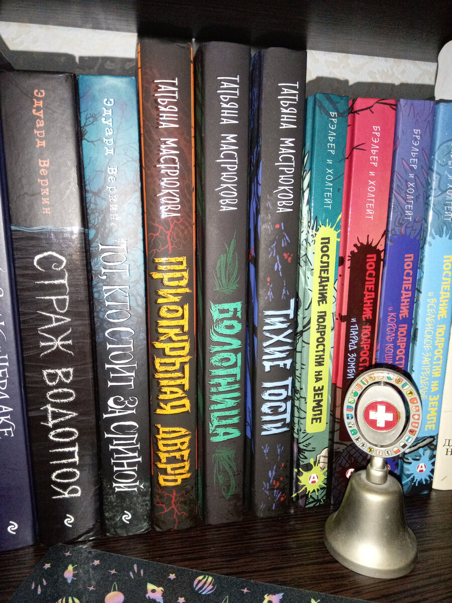 Книги Э.Веркина и Т. Мастрюковой на полочке