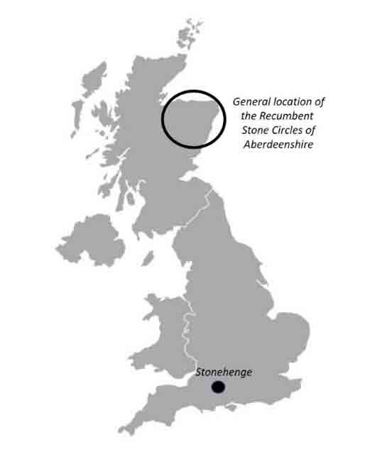 Общее расположение лежачих каменных кругов Абердиншира. (Предоставлено автором)