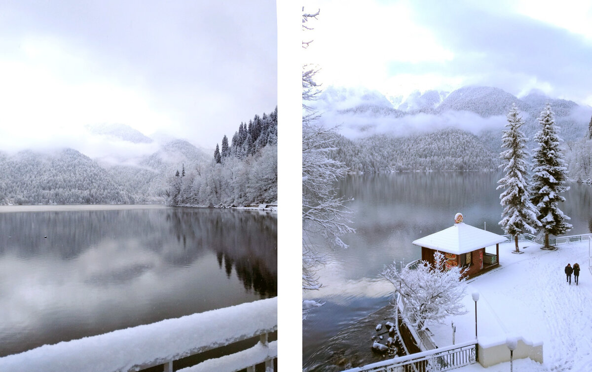 Озеро Рица зимой, мне довелось его таким увидеть, но, оказывается не всем везет, как мне.