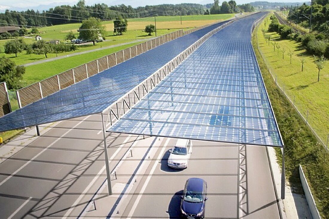 Проект автодороги с навесом из солнечных панелей. Взято из открытых источников.