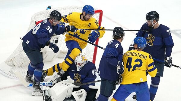    Олимпиада-2022. Хоккей. Мужчины. Финляндия - Швеция© РИА Новости / Александр Вильф