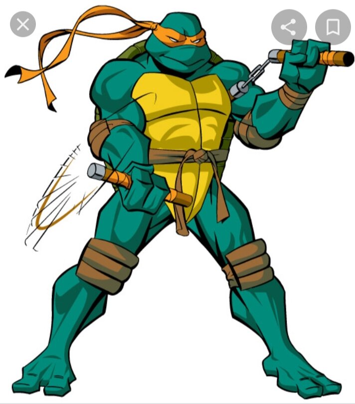 Микеланджело (англ. Michelangelo) или Майки (англ. Mikey) — персонаж, один из Черепашек-ниндзя. Его бандана оранжевого цвета, оружие — нунчаки; хотя иногда он использует и другие типы парного оружия (как например цепляющие крюки). День рождения — 24 ноября. Носит имя художника эпохи Возрождения Микеланджело Буонароти. Микеланджело — душа компании — самый энергичный из всех. Больше всех обожает пиццу. ИздательMirage StudiosДебютEastman and Laird’s Teenage Mutant Ninja Turtles #1(Октябрь,1984)АвторыКевин ИстменПитер Лэрд ПозицияДоброПолное имяМикеланджелоАльтер-эгоЧерепаха титанПсевдонимыМайки, Черепашка Титан, Майкстэр, Микки, МайкВидЧерепаха-мутантРостМультсериал 2003155 см Мультсериал 2012175 смФильм 2014200 смВесМультсериал 200375кг Мультсериал 201286 кгФильм 2014-2016250 кгРод занятийвымышленный линчеватель, повар, поэт, сёрфингист, вымышленный писатель, вымышленный ниндзя, сэнсэй, отшельник Майки — самая весёлая черепашка в своей семье.Также наиболее легкомысленен. Сменил множество работ. В основном, работал организатором детских вечеринок. Благодаря этому он заполучил прозвище «Вечериночный Чувак» («Санта-Черепашка» в мультсериале 2003 года и «Кавабанга Карл» в фильме 2007 года).Лучшим другом среди черепашек считает Донателло. Он любит его за остроумие, а иногда просто так, как доброго и верного брата.Тренируется часто с Рафаэлем, считает его занудой и постоянно над ним подшучивает. Рафаэль воспринимает это близко к сердцу.Мастерски владеет нунчаками, хотя иногда предпочитает цепи с крюками. Майки является самой первой черепашкой, так как Кевин Истмэн, один из авторов комикса о черепашках, впервые предложил такую идею, нарисовав черепаху с нунчаками (хотя первоначально его хотели назвать Леонардо, но потом Питер Лэрд предложил другую модель для Леонардо — черепашку с катанами).Старшинство Майки подтверждается и в художественном фильме о черепахах. По словам Сплинтера, когда черепахи росли и развивались, первым среди них заговорил Микеланджело: он сказал слово «пицца» (режиссёрский юмор). Хотя в мультсериале 1987—1996 гг. он многим кажется, наоборот, самым младшим и несерьёзным. В мультсериале 1987 года Микеланджело ведёт себя не так, каким был описан в сериалах 2003-го и 2012 годов. Он дерзкий и отважный оптимист, эмоциональный и заботливый (когда дело доходит до детей или животных), он также имеет странную манеру выражаться. Но Майки заметно меняется, становясь более серьёзным и ответственным.Больше всего на свете Микеланджело желал стать человеком и выйти на поверхность, зная, что никто не убежит от него с криками. Это ему и удаётся. Но прожив в человеческом обличье не дольше дня, он понял, как, оказывается, трудно быть человеком и, став снова черепахой, согласился, что черепашкой быть гораздо лучше.Из-за своей дерзости и безрассудной смелости Майки часто попадал в беду, но чаще он всё же выручал братьев из той же беды. Микеланджело — самый гуманный из своих друзей, он готов рискнуть жизнью даже ради тех людей, которые его оскорбляли и презирали. У Майки также самая хорошая память (он до сих пор помнит свою жизнь до мутации, даже свою маму). В одной из серий раскрывается самый сильный его страх — опозориться или показаться идиотом перед народом.Как и в последующих версиях, любимое занятие Микеланджело — это читать комиксы о супергероях (особенно о своем кумире — Багмэне), есть пиццу с необычной начинкой и смотреть телевизор, сильный интерес к видеоиграм у него отсутствовал. Как и в комиксах «Image», у него был интерес к писательству, он планировал написать книгу о канализациях всего мира. Один раз, когда Леонардо ушёл с поста лидера, черепашки пробовали взять его роль на себя. Лидерству Микеланджело было выдано меньше времени, за которое становится понятно, что он не ладит со стратегией. Лучший друг Майки — Мондо Гекко, а девушка — нейтрино Кала.Как и в мультсериале 2003 года, лучший друг среди черепашек у него Донателло (хотя сам часто общается с Рафаэлем), но у них совершенно разное мнение насчёт людей (Донни презирает их, считая людей хуже даже червяка, Майки же, наоборот, любит их и уважает), из-за чего они вынуждены были временно разойтись.  В мультсериале 2003 года Микеланджело — самая весёлая черепашка. Лео, Донни и Раф относятся к нему как к младшему брату, и зачастую отвешивают ему подзатыльники, после того как он скажет очередную глупость. Своим легкомысленным поведением Майки постоянно раздражает Рафаэля, из-за чего тот часто получает оплеухи. Даже в серьёзных битвах он продолжает веселиться — всячески насмехается над противниками и громко хвалит себя после очередного поверженного врага.Микеланджело стал победителем битвы Нексус — соревнования, в котором принимают участие лучшие воины Мультивселенной. В одном из этапов сначала Сплинтер ему уступил дорогу к победе, а потом был вынужден драться с Рафаэлем, выиграл у него, и постоянно ему напоминал об этом. Победа Майки досталась почти случайно, после вмешательства Драко и Даймио-сына в ходе финального поединка с Леврамом. Однако в 4 сезоне он чуть не погиб в бою с Леврамом, но тем не менее он доказал свое чемпионство.В альтернативном мире Майки попал в мир Супер-Черепашек, где их главным противником был Сливер, который когда-то вырастил их.Майки очень любит комиксы и супергероев, и придумывает себе псевдоним «Черепашка-Титан». В качестве супергеройского снаряжения он использует оранжевую бандану, веревку с крюком, а также небольшой зелёный щит в виде панциря. Ему даже удаётся попасть в один из выпусков комикса «Лига Справедливости» и стать их почетным членом.  В мультсериале 2012 года Мики очень весёлый и добрый, однако Рафаэль считает, что он глуповатый, самоуверенный и надоедливый. Любит шутить над братьями, из-за чего те не принимают его всерьёз, считая дурачком, но, иногда, он бывает весьма сообразительным и обладает фотографической памятью. Его оружие, нунчаки, способны видоизменяться в кусаригаму. Микеланджело чаще всех снятся кошмары со Шреддером, ему так же нравится сериалы «Крогнард Варвар», «Крис Бретфорд и его супер команда», «Супер-мега-Робофорс 5» и персонаж комиксов Тор. Мики единственный из черепашек, сумевший нанести весьма серьёзный урон Шреддеру, при первой же встрече с ним (он чуть ли не лишил его руки). В 71 серии влюбился в мастера времени из будущего Ренет. А в 4 сезоне влюбился в подругу Карай Шинигами. Идеи Микеланджело иногда оказываются очень действенными. Как например в серии «Конец времён», где он подчинил себе Демондрагона Каваксаса, склеив Печать Древних жвачкой. В финале сериала становится сумасшедшим отшельником, живущим в пустоши, называющим себя Святой Анчоус.   В новом мультсериале 2018 года он самый младший из черепах. Такой же весёлый и оптимистичный. В бою использует кусари-фундо. Из-за барона Драксума вместе с братьями мутировал в антропоморфную черепаху.   В классической кинотрилогии 1990-х (фильм 1, 2, 3) Микеланджело, как и все остальные черепашки, изображён в виде аниматронной куклы. Во всех частях его озвучил Робби Рист.В полнометражном компьютерном мультфильме 2007 года его озвучил Майки Келли.В фильме-перезапуске 2014 года Микеланджело сыгран Ноэлем Фишером. Он по-прежнему предстаёт как «весельчак» команды, но здесь его постоянные шутки часто доходят до абсурда. После первой встречи с Эйприл он сразу становится к ней неравнодушен, и в течение фильма не перестаёт об этом говорить. Здесь его нунчаки длиннее, сам он носит кроссовки, а его маска имеет весьма неопрятный вид, как и у остальных.Появляется в фильме «Черепашки-ниндзя 2», где является одним из главных героев и хочет подружиться с людьми.Ссылки 