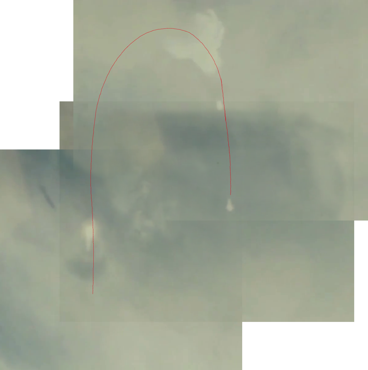 Траектория "Аполлона-11" после прохода облаков (кадры из ролика А.Северского) 