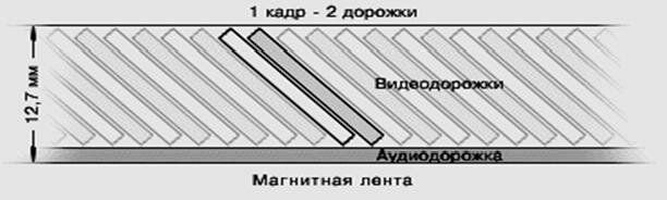 Расположение дорожек при наклонно-строчной записи.