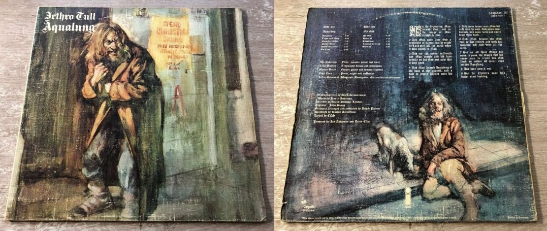 Немецкий выпуск альбома Jethro Tull «Aqualung», 1971 г., передняя и задняя стороны конверта