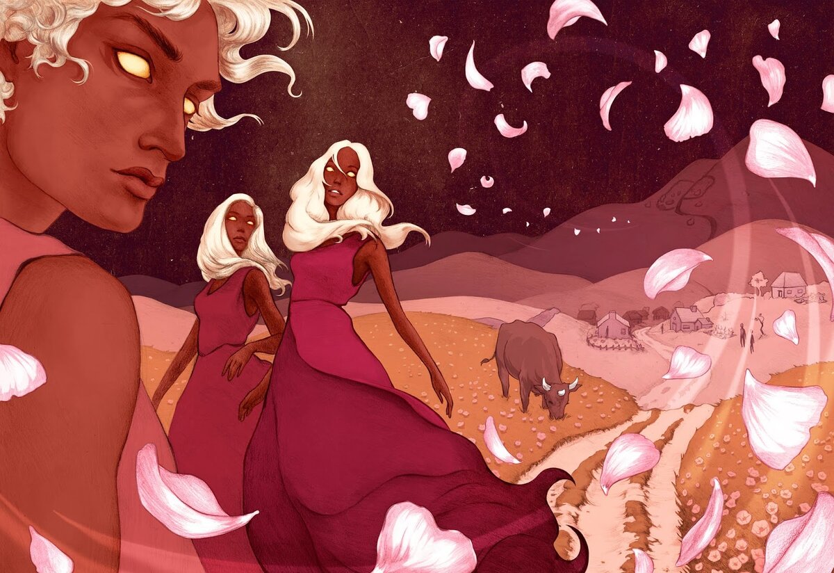 Изменившиеся земляне. Иллюстрация к рассказу Рэя Брэдбери (источник фото: https://www.kaifineart.com/rachelidzerda)