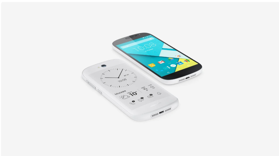 «Йотафон» 2 с чёрно-белым дисплеем E Ink. Источник: Yota