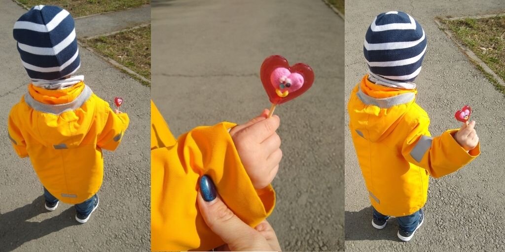 Сфотографировала сына с тем самым леденцом