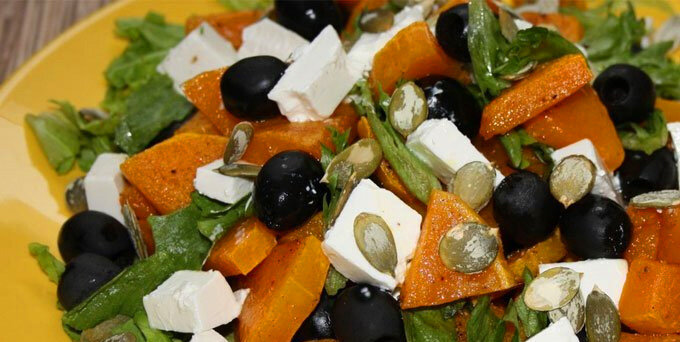 Теплый салат из тыквы