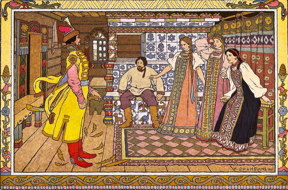 Сказка "Перышко Финиста Ясна-Сокола". Иллюстрация Билибина.